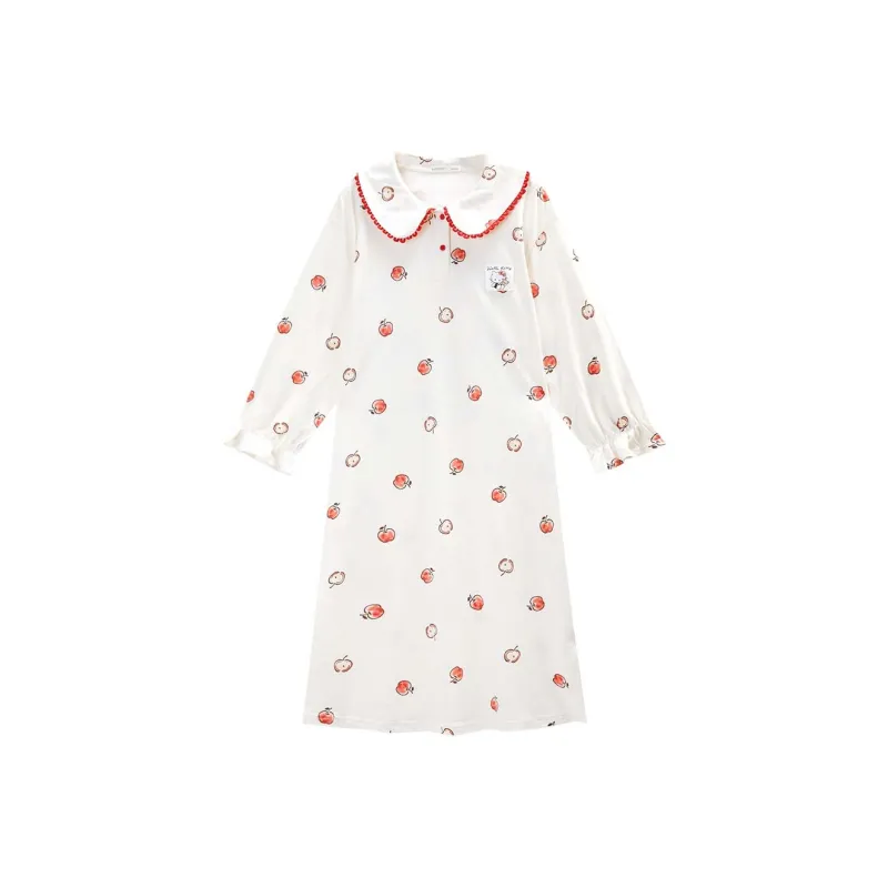 GUKOO x Hello Kitty Sanrio Series Nightgown Women's Jade White-1
