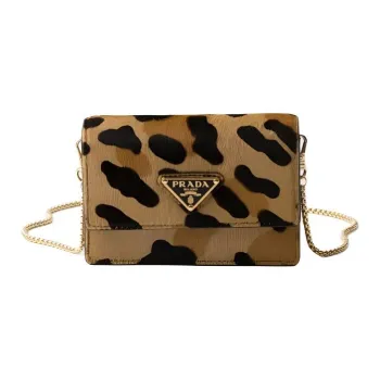 PRADA Leather One Shoulder Crossbody Card Holder Women's Light Umber
