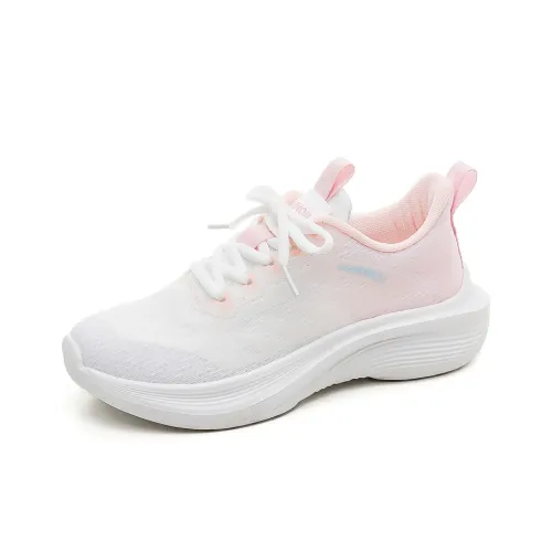 HUANQIU Slip Resistant Moisture Wicking Lightweight Low Top Casual Sprint Running Shoes Women's White Pink