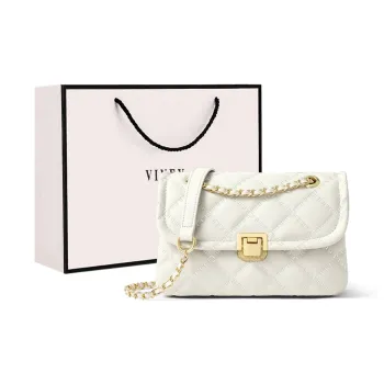 VINEY Cow Leather Small Square Bag, Crossbody Bag, Shoulder Bag Small Size Women's Ecru