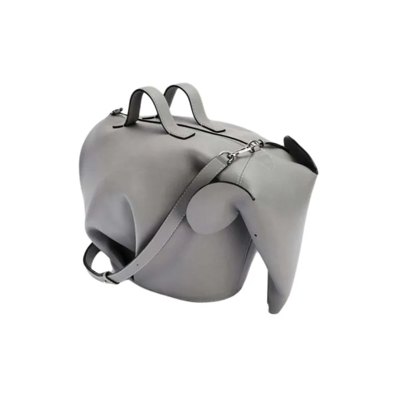LOEWE Calfskin One Shoulder Handbag Large Size Men's Asphalt Gray-0