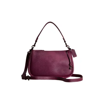 COACH Cary Leather Shoulder Bag Crossbody Bag Women's Deep Raspberry