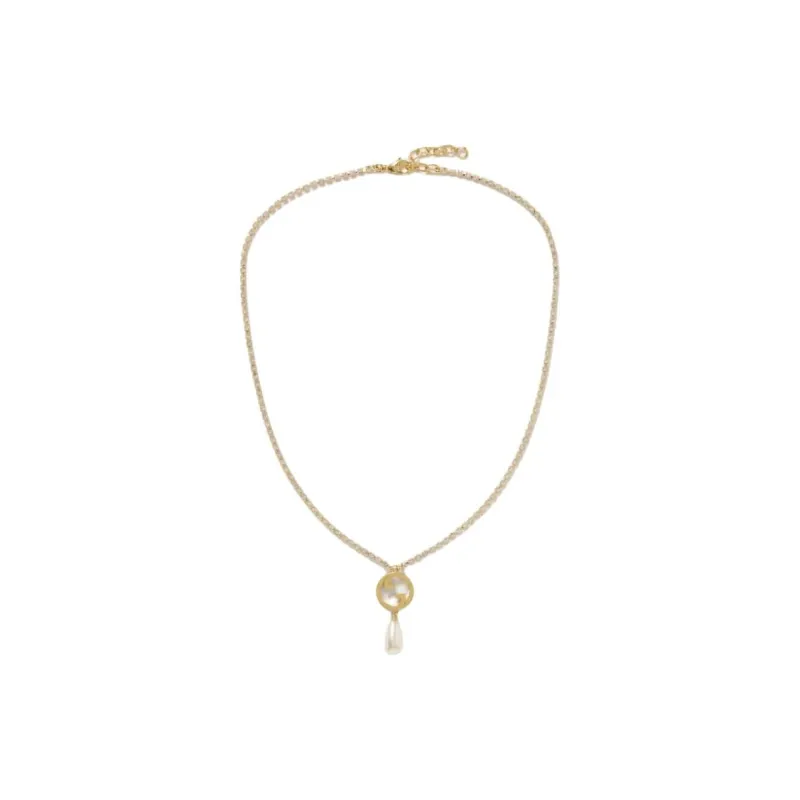 GUCCI Crystal Artificial Pearl Necklaces Women's Gold-0