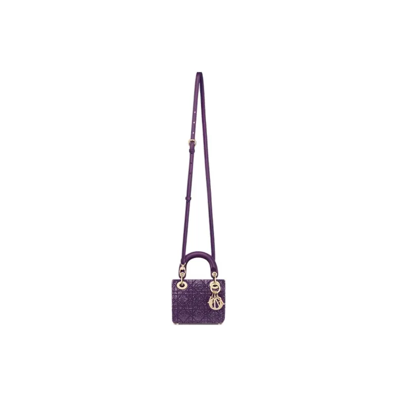 DIOR Lady Dior Cotton Crossbody Bags Handbags Mini Women's Purple-1