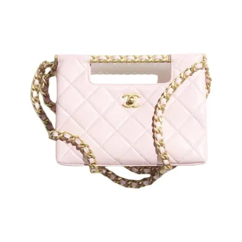 CHANEL Lambskin One Shoulder Handbags Small Size Women's Light Pink Red