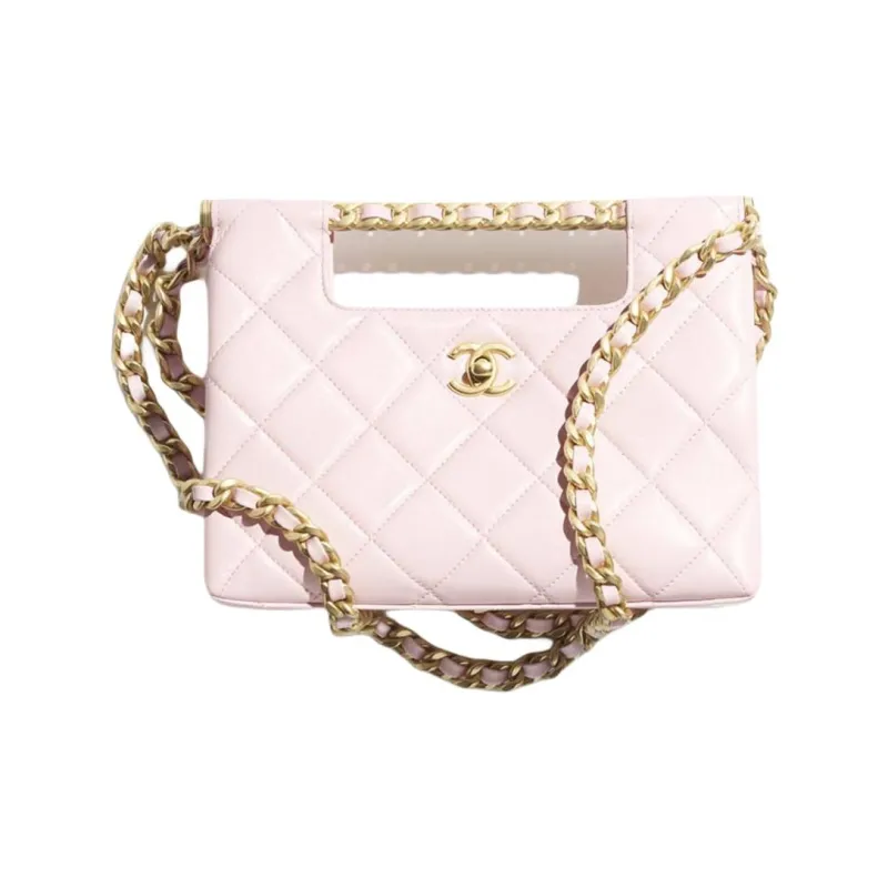 CHANEL Lambskin One Shoulder Handbags Small Size Women's Light Pink Red-0