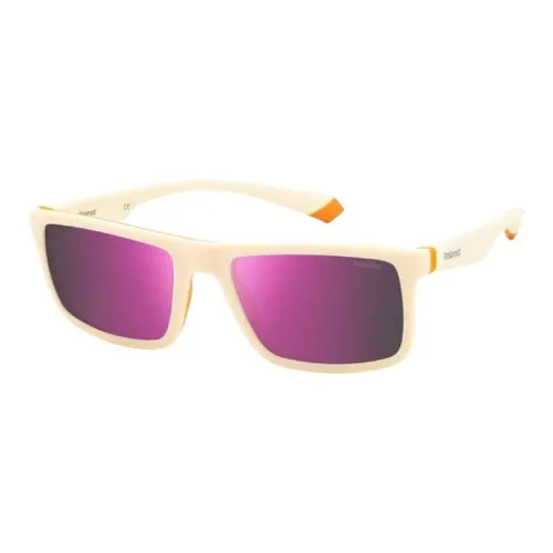 Polaroid Rubber Irregular Shape Sunglasses Unisex White