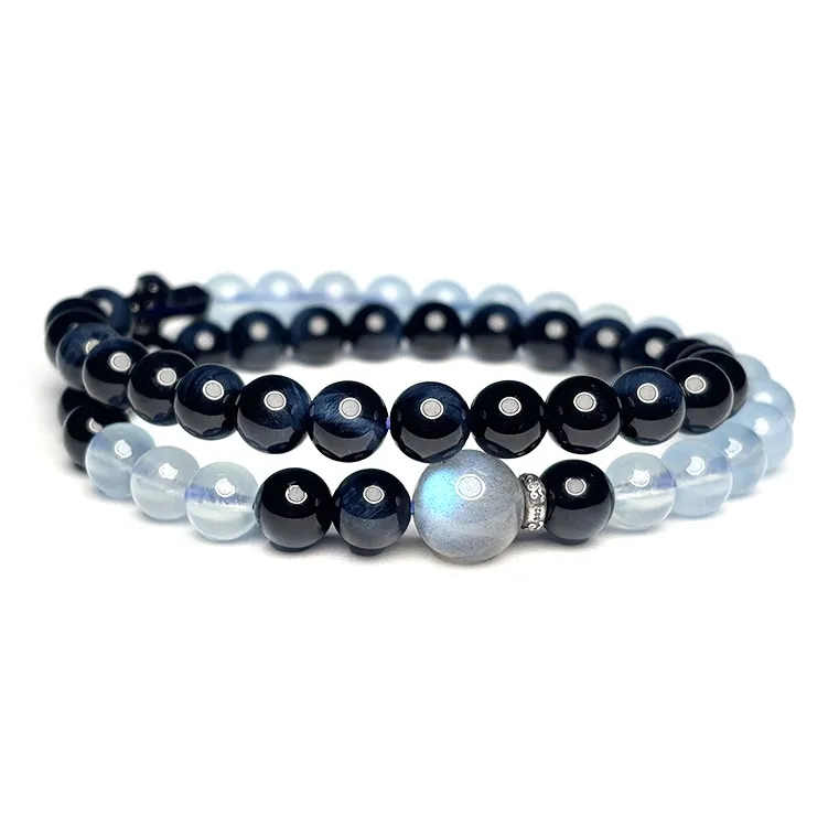 MOUNTAINS AND MANS Tiger's Eye Stone New Chinese Style Luxury Layering Good Luck Beaded Bracelet Men's-3