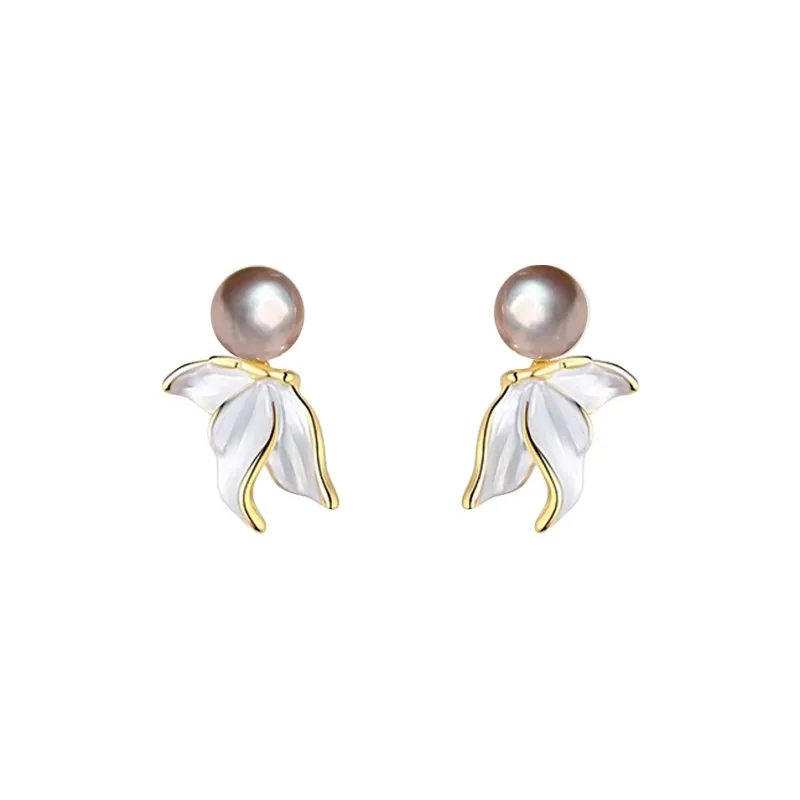 ONEKISS Gold Plated Copper Pearl Earrings Women's-12
