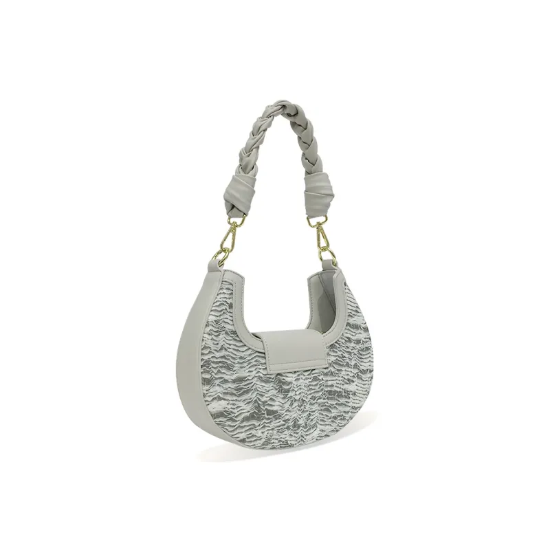 MACK JODAER Synthetic Leather Shoulder Bag Regular Women's Light Gray Yarn-4