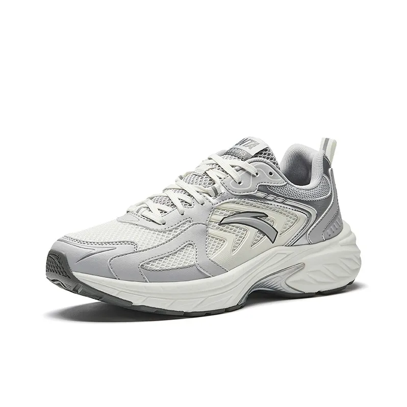 Anta Running Collection Slip Resistant Breathable Low Top Casual Running Shoes Men's White Gray Silver-1