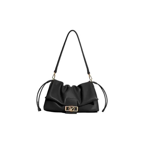 Monna Lisa Cow Leather Cloud Bag Crossbody Bag Medium Size Women's Black/Light Blue/Dark Brown