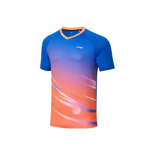 LiNing T-Shirt Unisex Fresh Blue/Fluorescent Orange