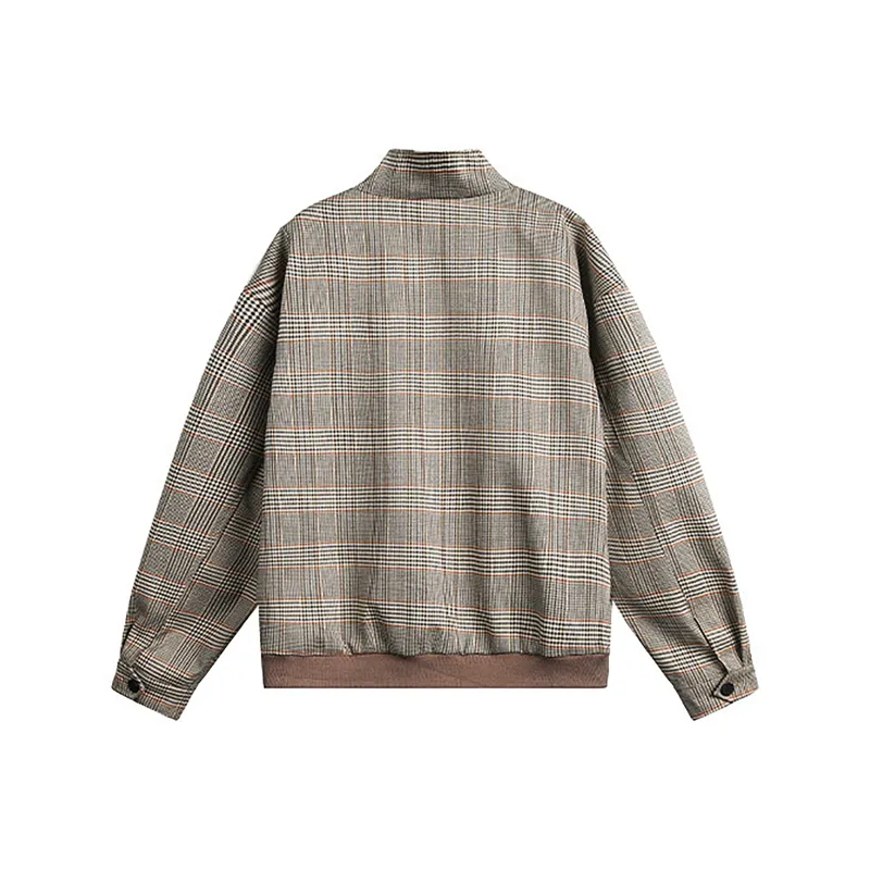 WKOOG Jackets Coats Unisex Houndstooth Brown Check-1