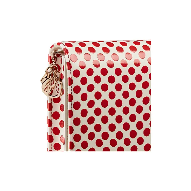 DIOR Cow Leather Clutches Crossbody Bags Women's Red White-2