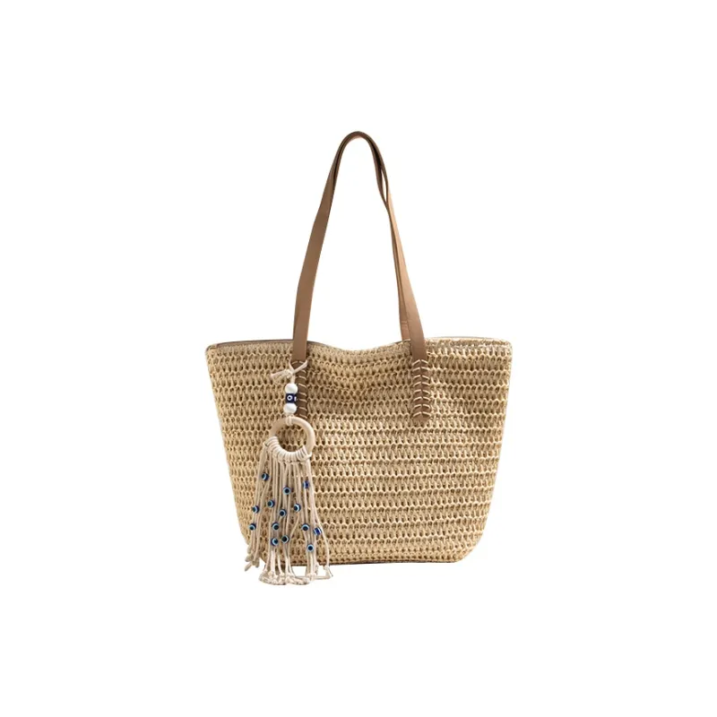 CinvaiKrose Straw Woven Tote Bag Shopping Bag Handbag Shoulder Bag Large Size Women's Multicolor-4