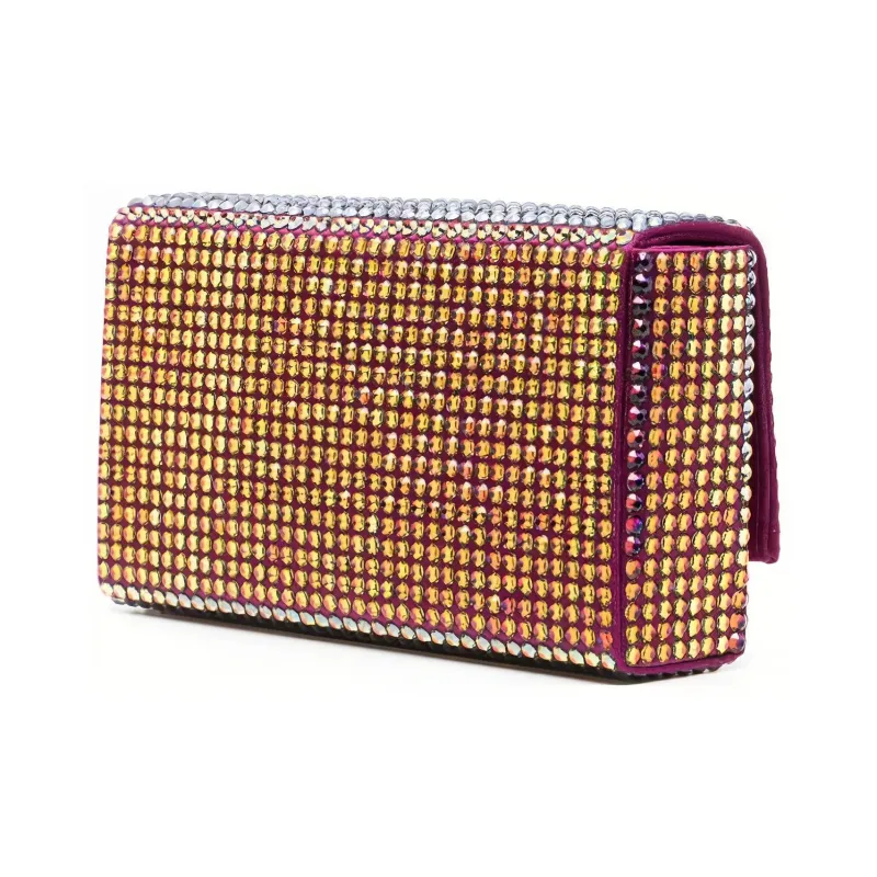 AMINA MUADDI Crystal Accented Satin One Shoulder Crossbody Clutches Mini Women's Purple-1