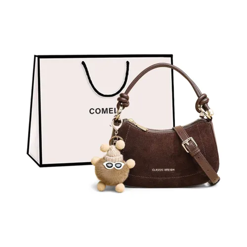 COMELY Cow Leather Shoulder Bag Crossbody Bag Regular Women's Coffee