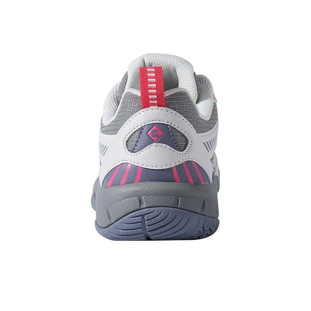 KUMPOO Cushioning Breathable Support Low Top Badminton Shoes Unisex White Gray Pink-2