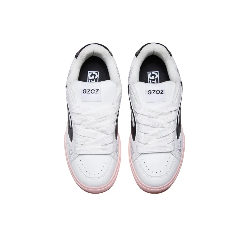 GZOZ Coverage Cushioning Abrasion Resistant Low Top Skateboard Shoes Women's White Pink Black-3