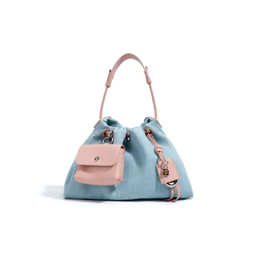 COURONNE Denim With Top Grain Cow Leather Crossbody Bag, Shoulder Bag Regular Women's Multicolor
