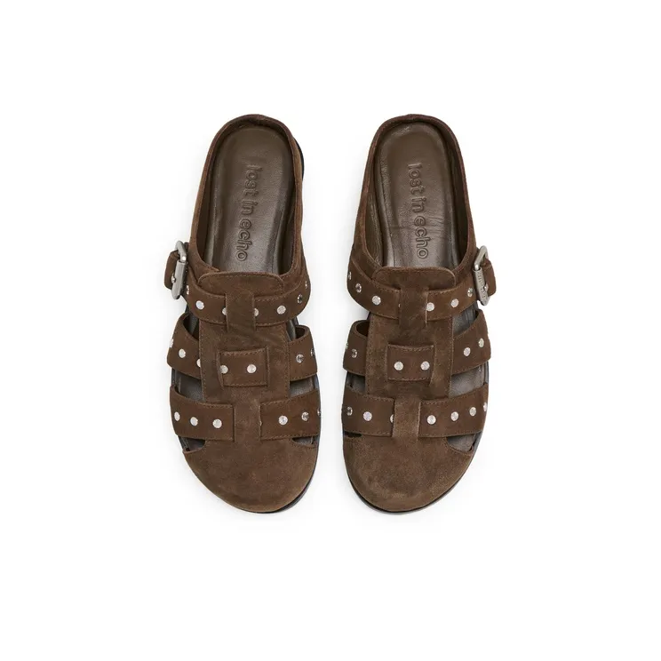 Lost In Echo Wrap toe Slippers Women's Dark Brown-3