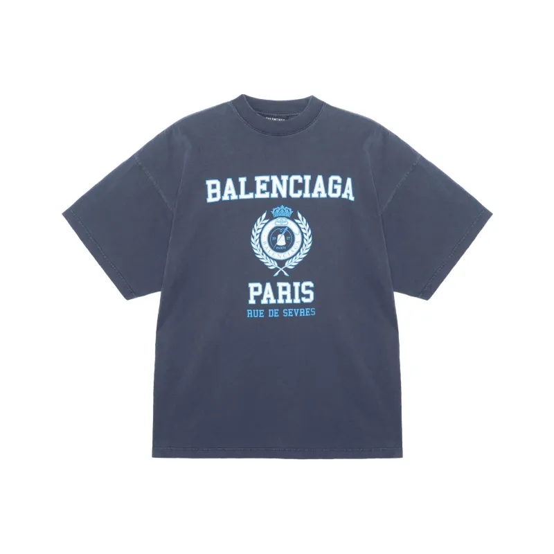 Balenciaga College Crest Crinkled T shirt-0
