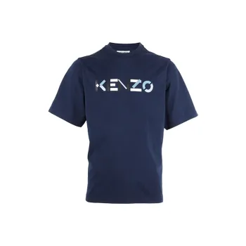 KENZO Letter Logo T Shirts Men Navy