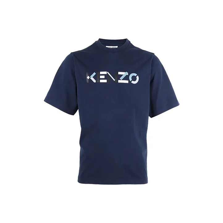 KENZO Letter Logo T Shirts Men Navy-0