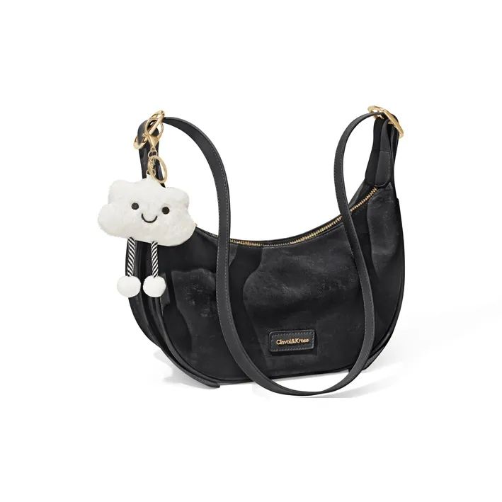 CinvaiKrose Cow Leather Shoulder Bag, Crossbody Bag, Sports Dumpling Bag Small Size Women's Ecru/Black/Green-8