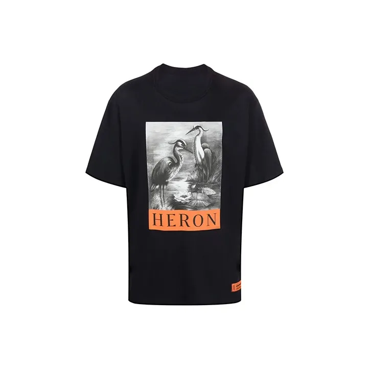HERON PRESTON Heron print Cotton T shirt-0