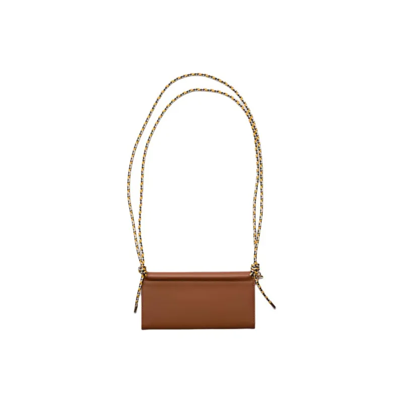 PRADA Cow Leather Wallet Shoulder Bag Women's Brown-1