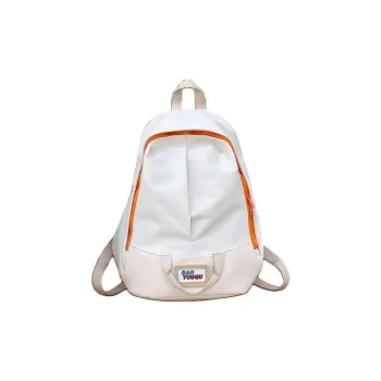 GEERDUN Nylon Fabric Backpack Regular Unisex Ivory/Black/Light Green