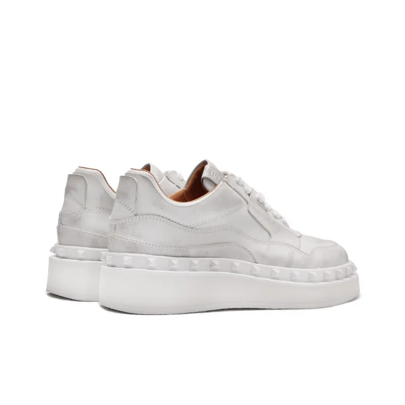 Viplander Dusty Shoes Balance Height Increasing Low Top Skateboard Shoes Women's Distressed White-3