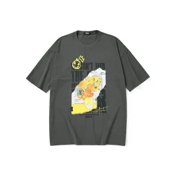 GENANX Straight Elbow Length Sleeved T Shirt Unisex Gray