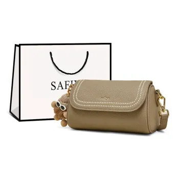 Safiya Cow Leather With Synthetic Leather Shoulder Bag Regular Women's Elephant Gray
