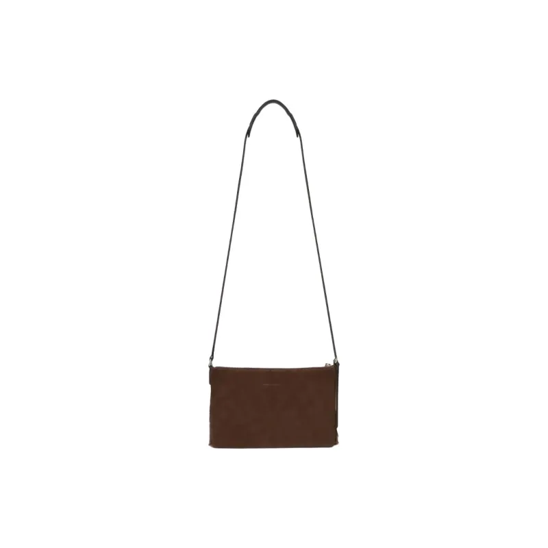 DRIES VAN NOTEN Leather Shoulder Bag Men's Chocolate & Yellow-2