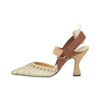 FENDI Colibrì Chunky Heel High Heels 8.5cm Women's Beige