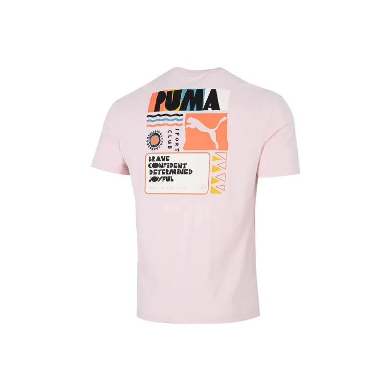 PUMA Set in Sleeve T Shirt Men's Pink-0
