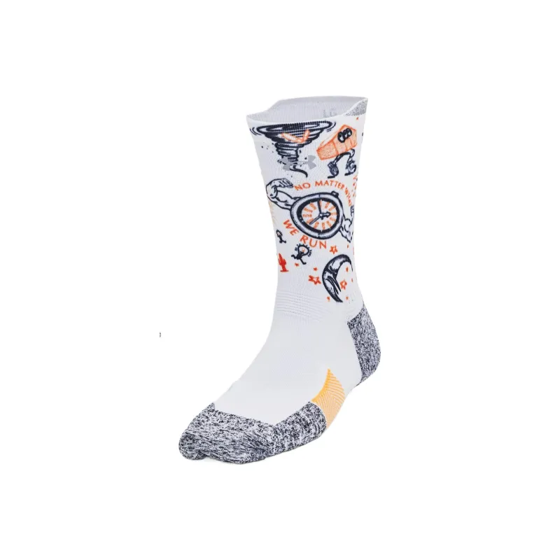 Under Armour ArmorDry Run Cushion Mid Crew Mid Calf Socks Unisex 1 Pack White/Black 102-0