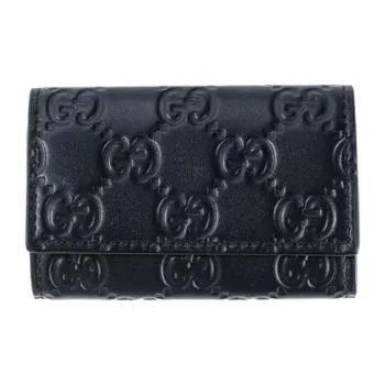 GUCCI Cow Leather Key Pouch Unisex Black