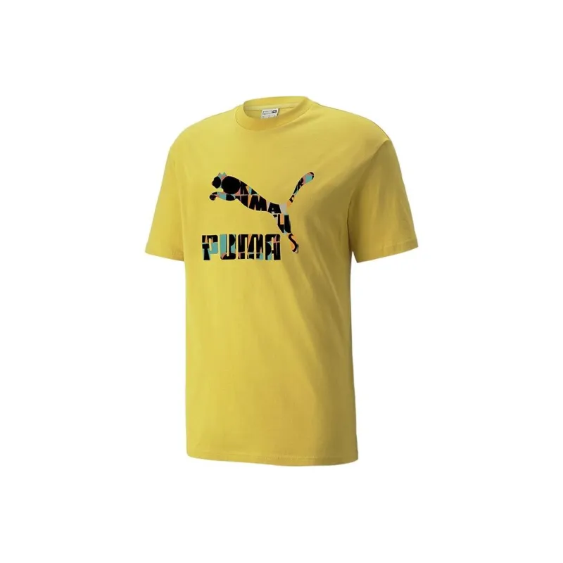 PUMA Set in Sleeve T Shirt Men's Yellow-0