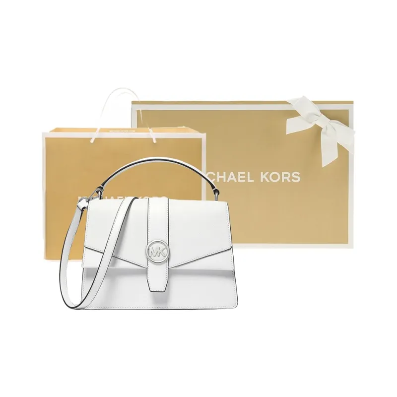 MICHAEL KORS Greenwich Artificial Leather Briefcase, Shoulder Bag, Crossbody Bag, Handbag Medium Size Women's White-4
