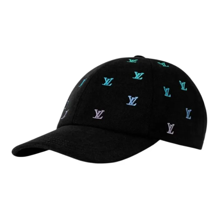 LOUIS VUITTON 100% Cotton Denim Baseball Caps Men's Black-3