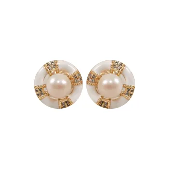 ORANGE SYMBOL Pearl Clip On Earrings Women's