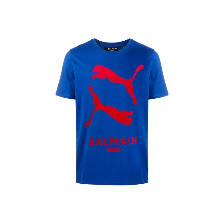 Puma X BALMAIN T-Shirts Unisex Blue-0