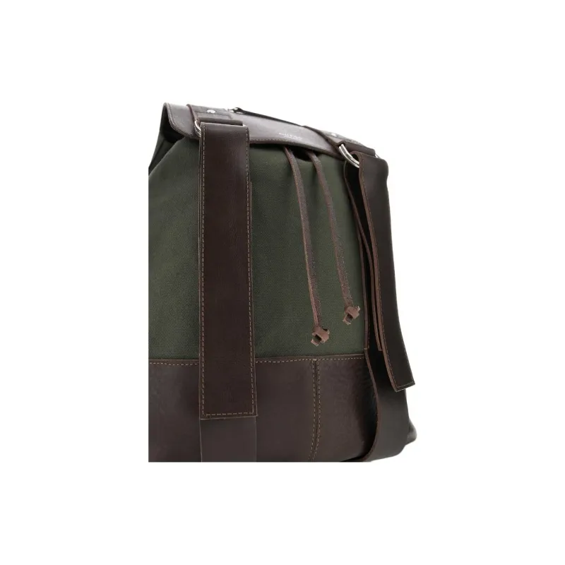 GUESS Genuine Leather With Cotton Backpack Men's Green-4