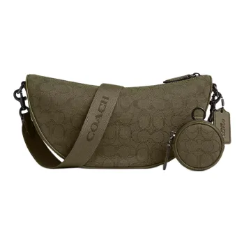 COACH HALL Jacquard With Calfskin Shoulder Bag, Crossbody Bag Large Size Men's Olive Umber