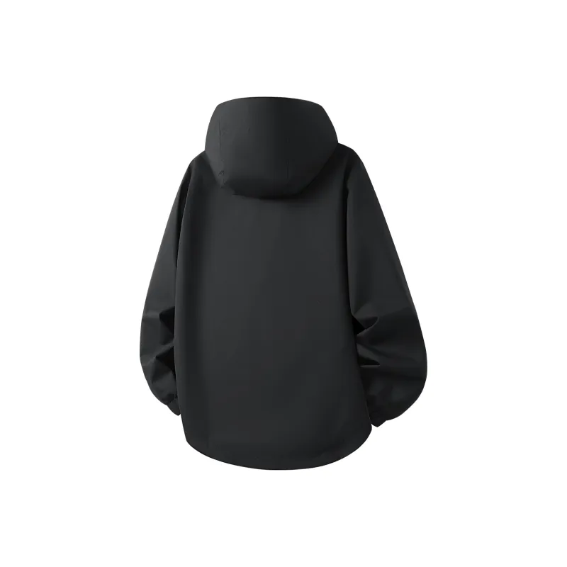 Feiyue Windproof Thermal Water Repellent Cold Resistant Rainproof Windbreaker Jacket Unisex Black-1