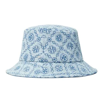 TORY BURCH Cotton, Elastane, Denim, Metal Bucket Hats Women's Blue